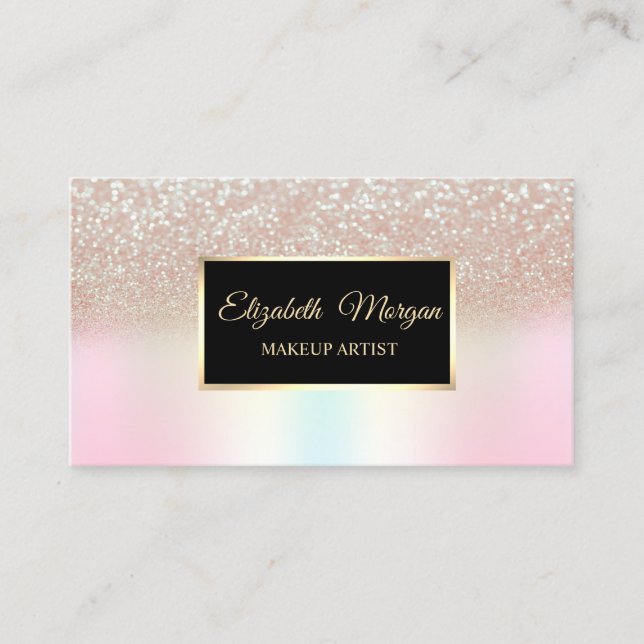 Elegant Glitter Holographic Frame Business Card (Front)