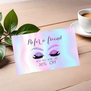 Elegant Glitter Lashes,Holographic Referral Card