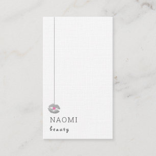 Elegant Glitter Lips Beauty Linen Minimalist Business Card