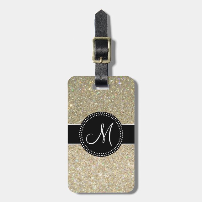 Elegant Glitter Luggage Tag w/ leather strap (Front Vertical)