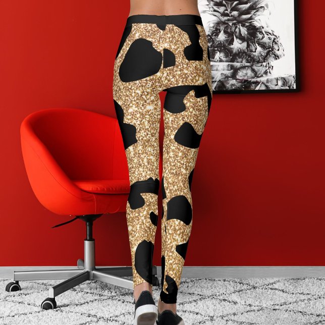 Elegant Glitter Modern Sparkle Pattern Black Spot Leggings (Creator Uploaded)