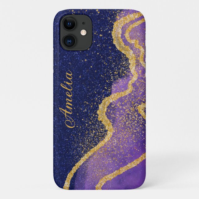 Elegant Glitter monogrammed Name Case-Mate iPhone Case (Back)