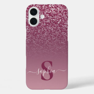Elegant Glitter monogrammed Name iPhone 16 Plus Case