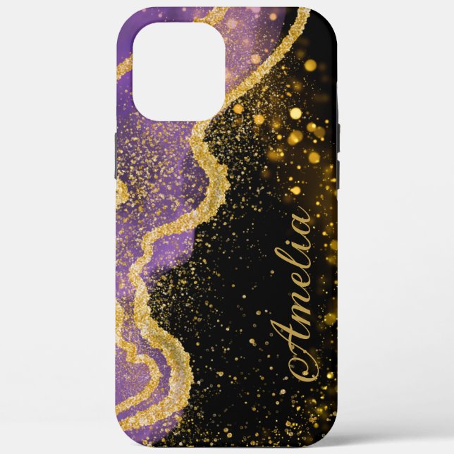 Elegant Glitter monogrammed Name Case-Mate iPhone Case (Back)