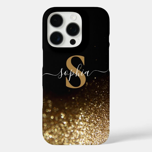Elegant Glitter monogrammed Name Case-Mate iPhone Case (Back)