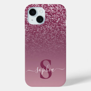 Elegant Glitter monogrammed Name iPhone 15 Case