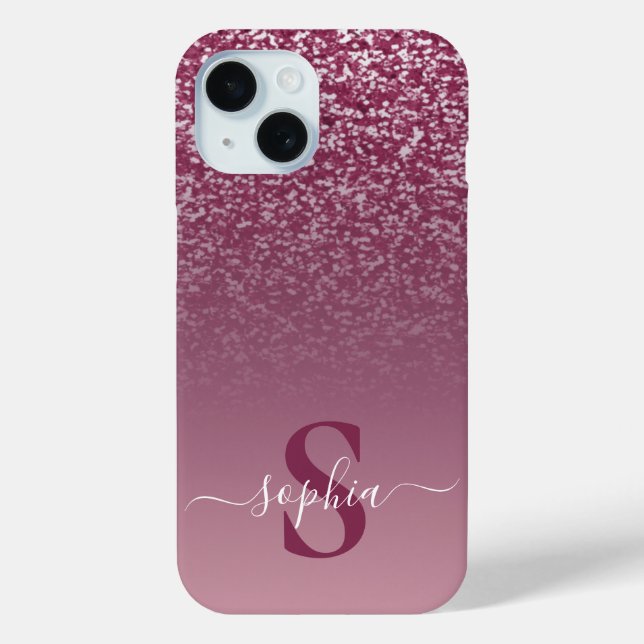 Elegant Glitter monogrammed Name Case-Mate iPhone Case (Back)