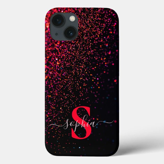 Elegant Glitter monogrammed Name Case-Mate iPhone Case (Back)