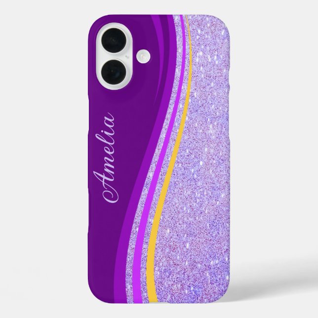 Elegant Glitter monogrammed Name Case-Mate iPhone Case (Back)
