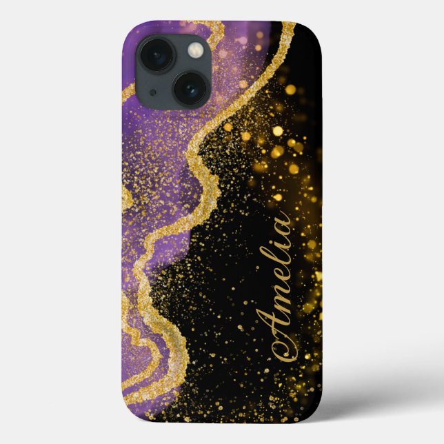 Elegant Glitter monogrammed Name Case-Mate iPhone Case (Back)