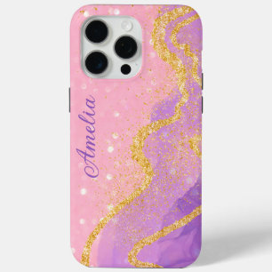 Elegant Glitter monogrammed Name iPhone 15 Pro Max Case
