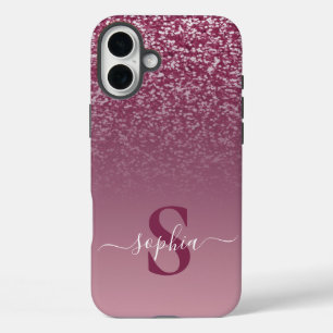 Elegant Glitter monogrammed Name iPhone 16 Plus Case