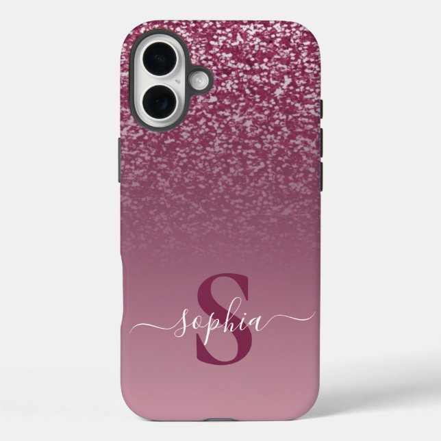 Elegant Glitter monogrammed Name Case-Mate iPhone Case (Back)