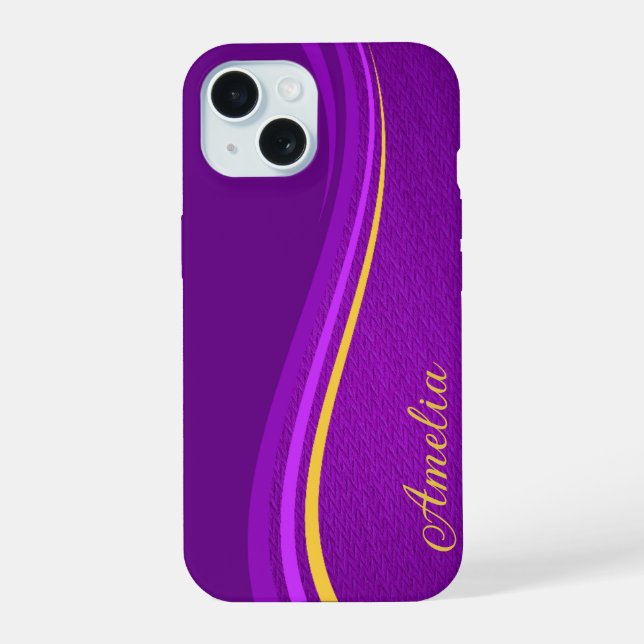 Elegant Glitter monogrammed Name iPhone 15 Case (Back)
