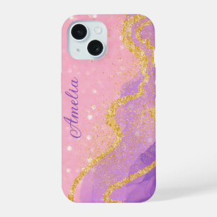 Elegant Glitter monogrammed Name iPhone 15 Case