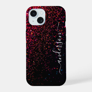 Elegant Glitter monogrammed Name iPhone 15 Case