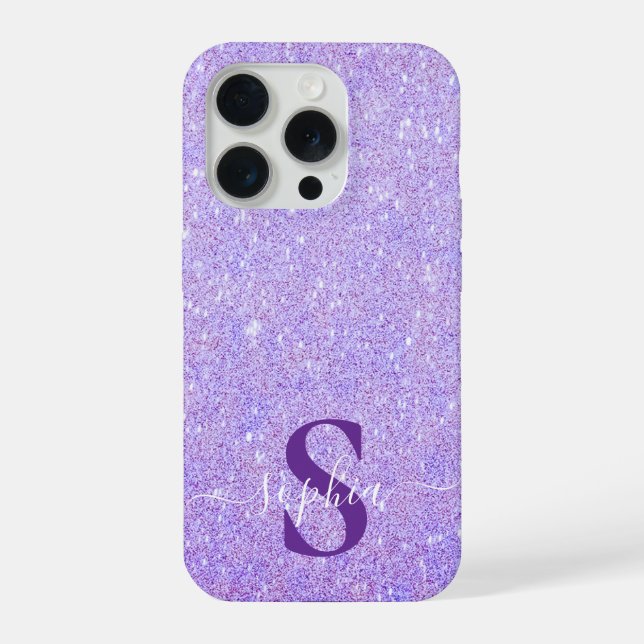 Elegant Glitter monogrammed Name iPhone Case (Back)