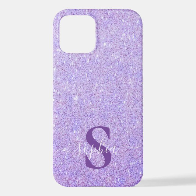 Elegant Glitter monogrammed Name iPhone Case (Back)