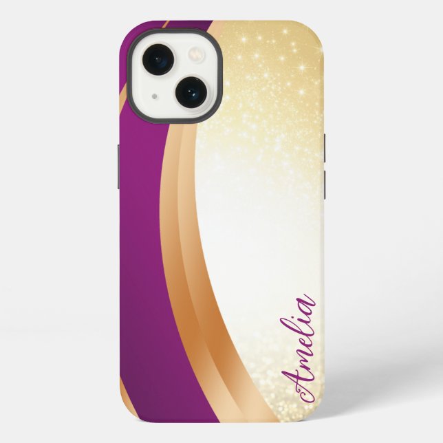 Elegant Glitter monogrammed Name iPhone Case (Back)