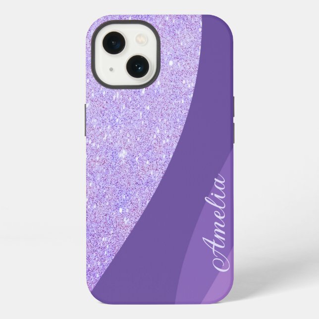 Elegant Glitter monogrammed Name iPhone Case (Back)