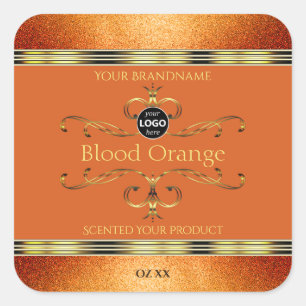 Elegant Glitter Orange Gold Product Label Add Logo