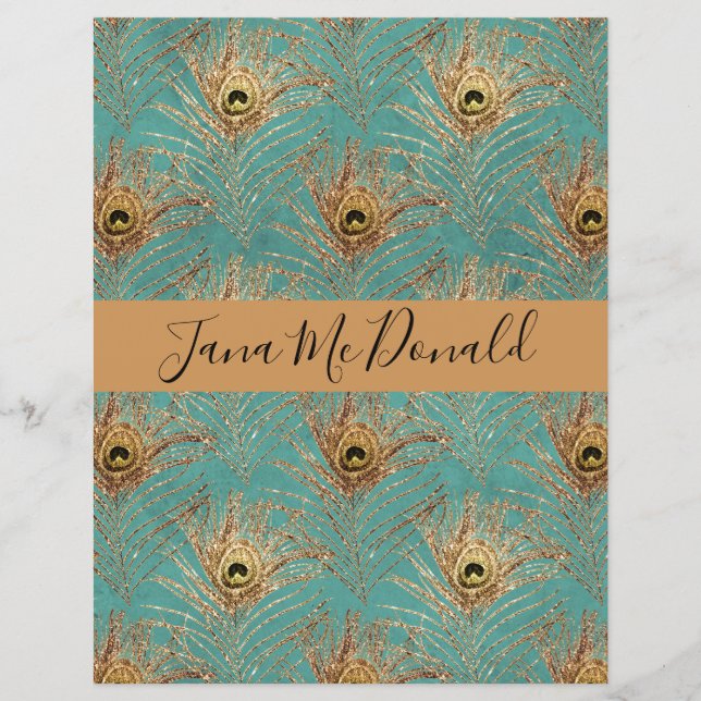 Elegant Glitter Peacock Feathers Personalised   (Front)