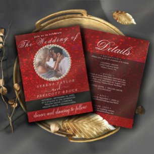 Elegant Glitter Photo Calligraphy Wedding Invitat Invitation