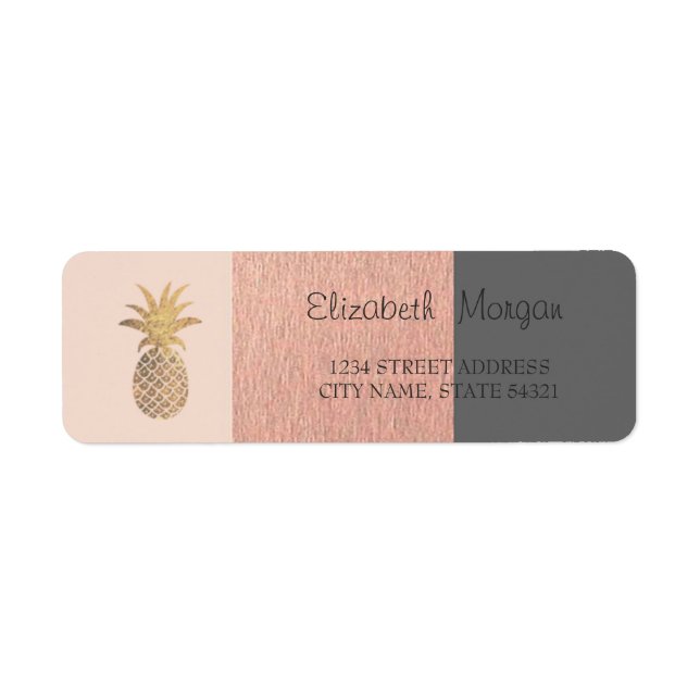 Elegant, Glitter Pineapple,Striped Address Label (Front)