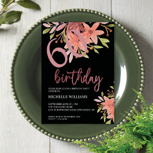 Elegant Glitter Pink Calligraphy Floral Invitation