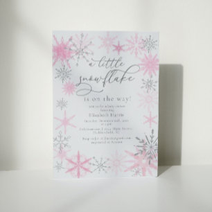 Elegant Glitter Pink Little Snowflake Baby Shower Invitation