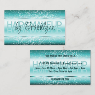 Elegant Glitter Product Labels Light Teal Aqua Business Card