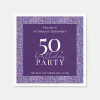 Elegant Glitter Purple 50th Birthday Party
