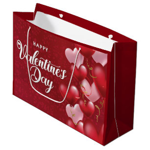 Elegant Glitter Red Happy Valentine's Day Large Gi Large Gift Bag
