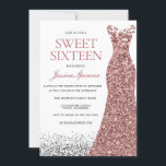 Elegant Glitter Rose Gold Dress Sweet 16 Invite<br><div class="desc">Elegant Glitter Rose Gold Dress Sweet 16 Invite

Variations to the invitation and matching items in our store</div>
