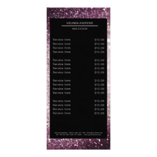 Elegant Glitter Silver Lila Pricelist Poster Rack Card