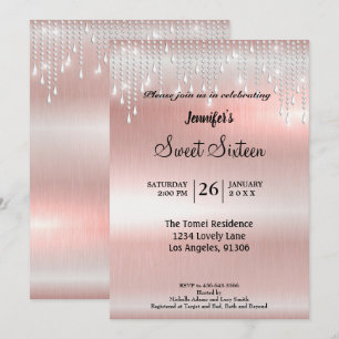 Elegant glitter Sweet Sixteen Invitation