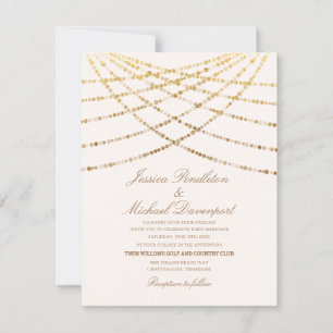 Elegant Glitter Twinkle Lights Cream White Wedding Invitation