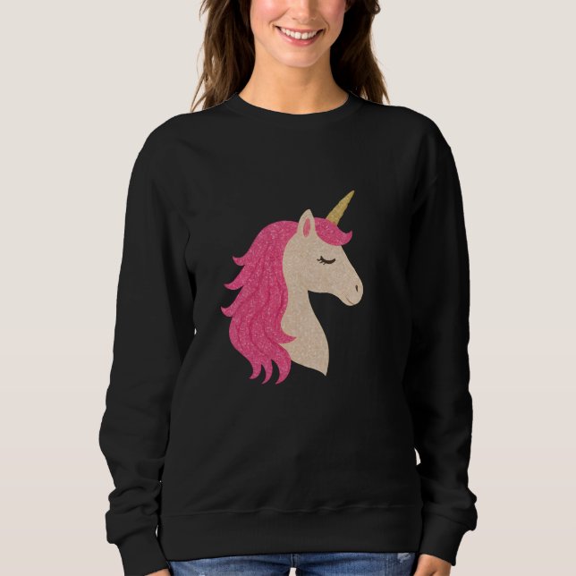 Elegant Glitter Unicorn with Sparkle Style Sweatshirt (Front)