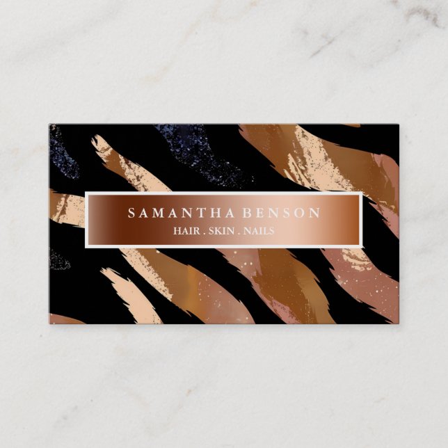 Elegant Glitter Watercolor Waves  Business Card (Front)