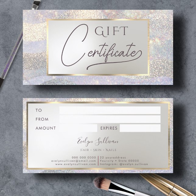 Elegant glitter watercolor waves Gift Certificate (Creator Uploaded)