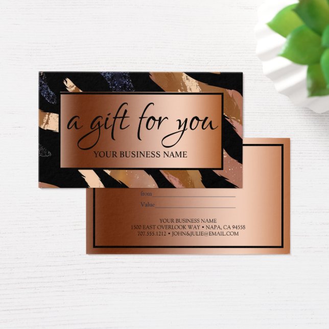 Elegant Glitter Watercolor Waves Gift Certificate (Desk)