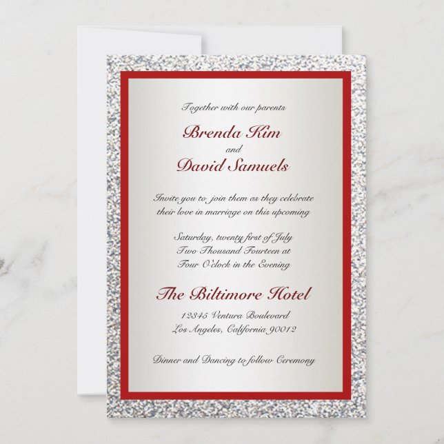 Elegant Glitter Wedding Invitation (Front)