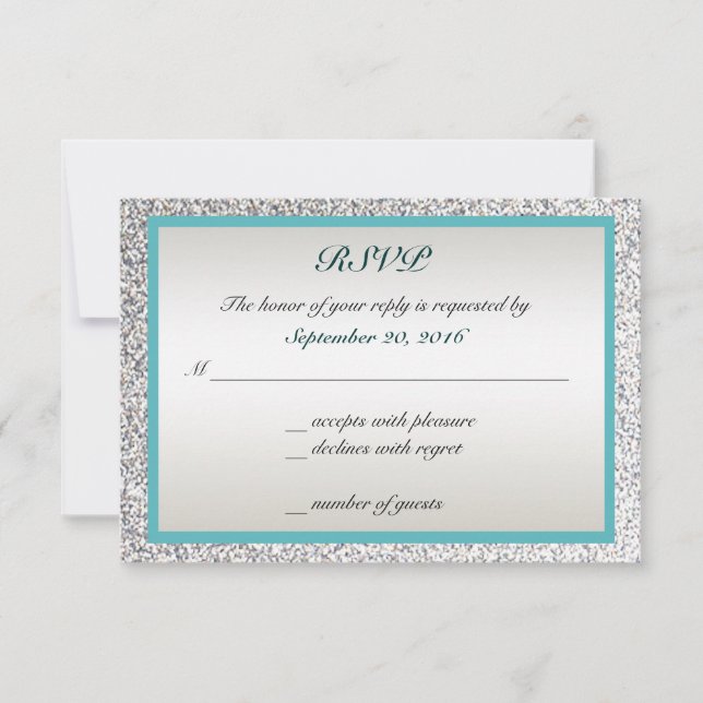 Elegant Glitter Wedding RSVP Card (Front)