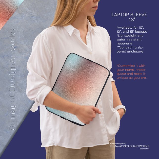 Elegant Glittered Orange Light Blue Laptop Case (Creator Uploaded)