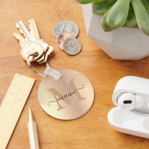 Elegant Glittering Gold Ombre Glitter Rain Modern Key Ring