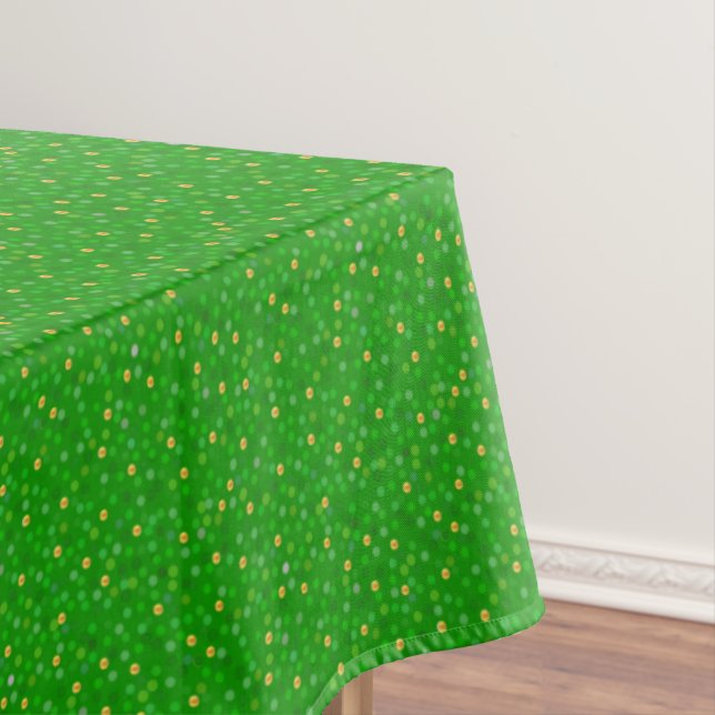 Elegant Glittering Green Confetti with Gold Accent Tablecloth (In Situ)