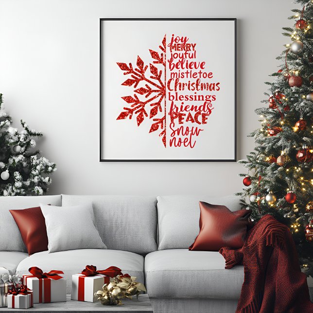 Elegant Glitters Snowflake Christmas Typography Poster (Creator Uploaded)