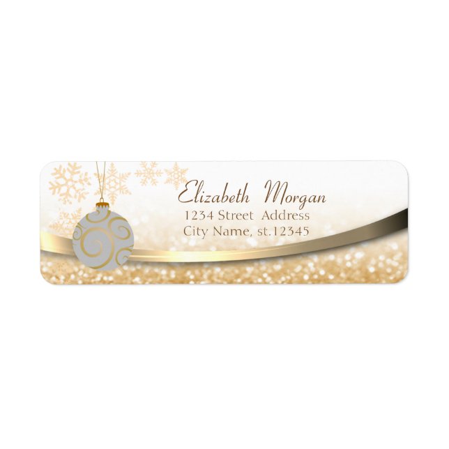 Elegant  Glittery Bokeh,Christmas Ball, Snowflakes (Front)