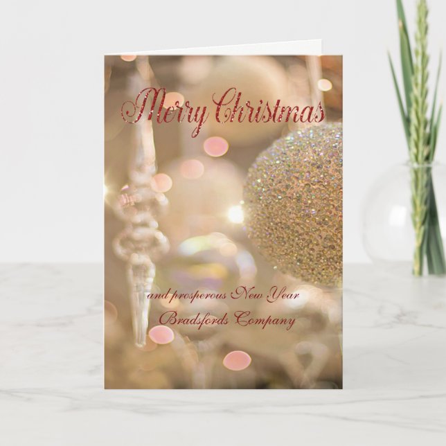 Elegant  Glittery  Christmas Ball,Company Holiday Card (Front)