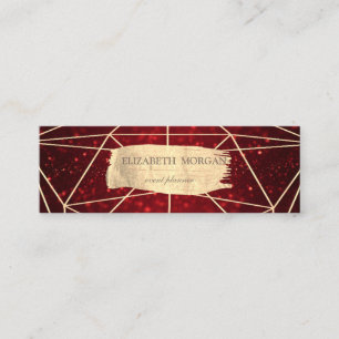 Elegant Glittery Gold Brush Stroke Geometric Mini Business Card